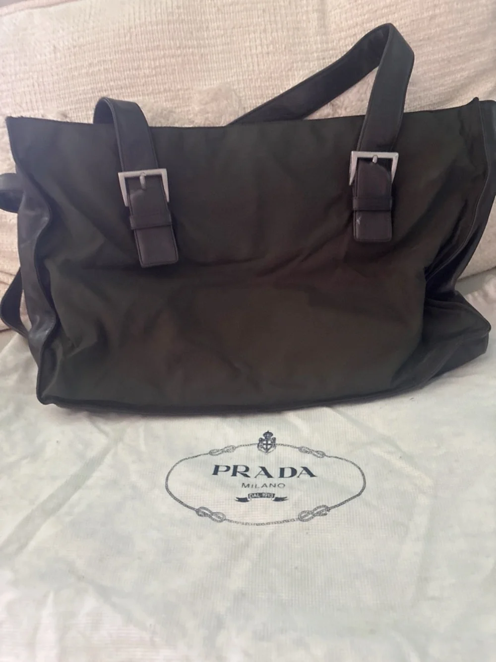 Prada Black Shoulder Tote with Leather Straps - Picture 4 of 4